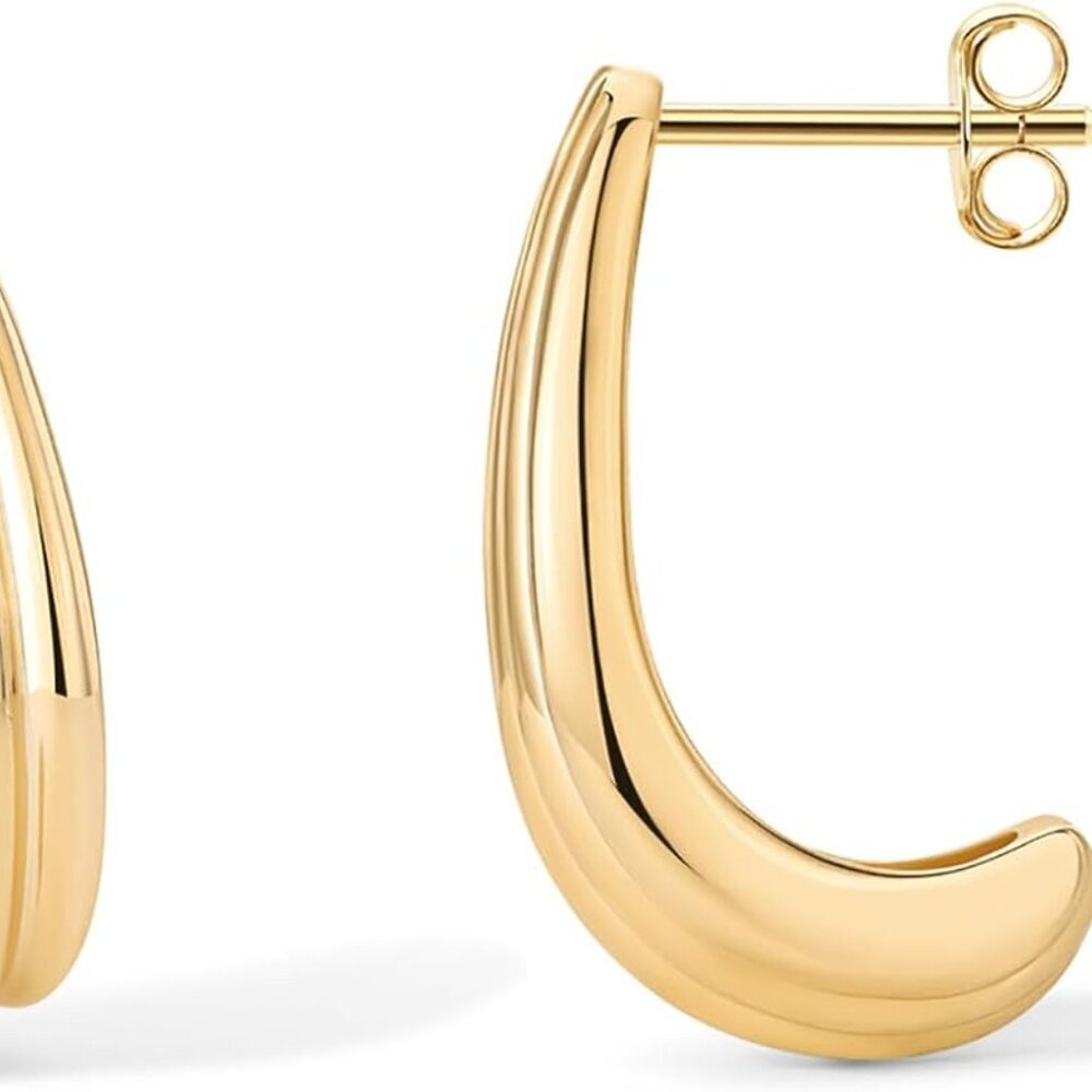 14K Gold Plated Chunky Vintage Earrings for Women - Trendy Textured Ribbed Knot